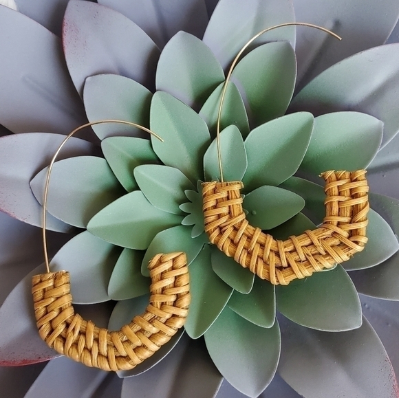 Jewelry - NEW Boho Ratan Half Hoop Earrings